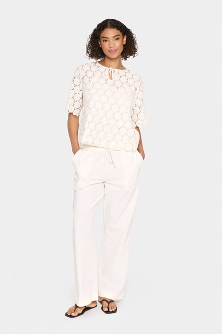 Blouse met korte mouwen Loose fit Sea Salt - Image 1