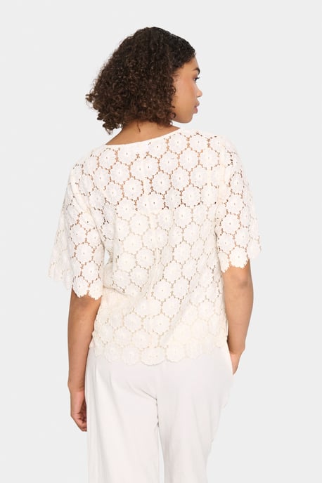 Blouse met korte mouwen Loose fit Sea Salt - Image 3