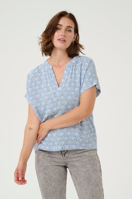 Blouse met korte mouwen Regular fit Blue/Moonstruck Print - Image 3
