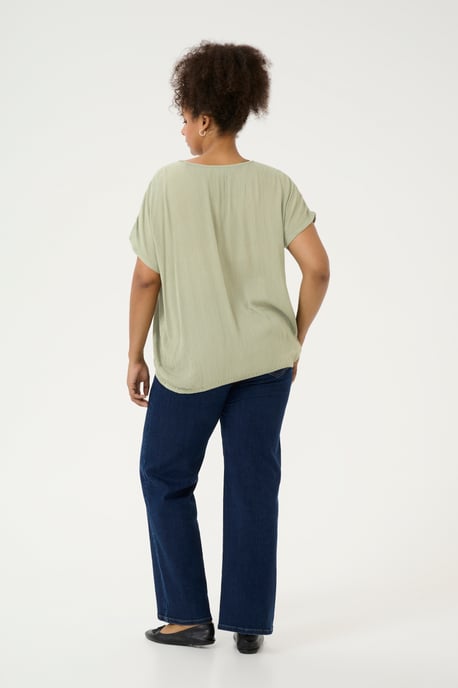 Blouse met korte mouwen Loose fit Oil Green - Image 2
