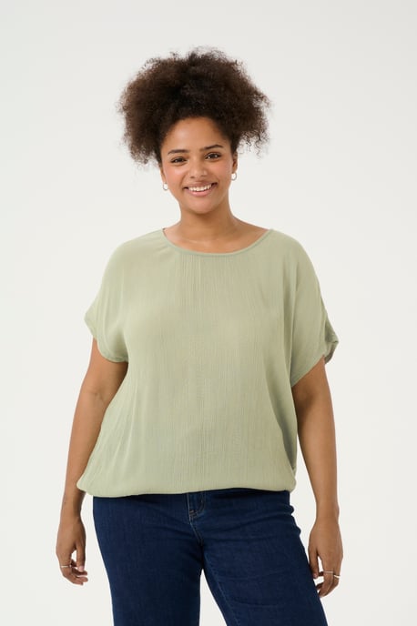 Blouse met korte mouwen Loose fit Oil Green - Image 3