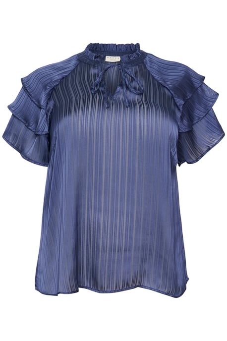 Blouse met korte mouwen Regular fit Blue Indigo - Image 4