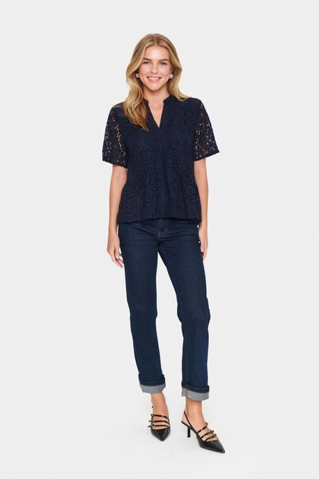 Blouse met korte mouwen Regular fit Night Sky dark blue - Image 2