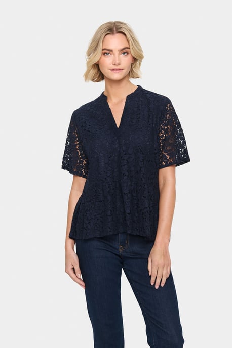 Blouse met korte mouwen Regular fit Night Sky dark blue - Image 3