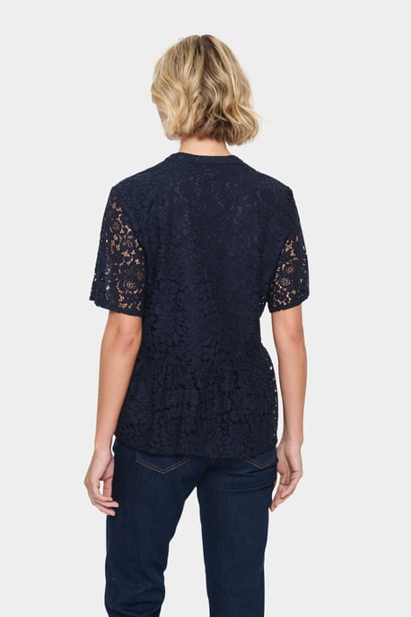 Blouse met korte mouwen Regular fit Night Sky dark blue - Image 5