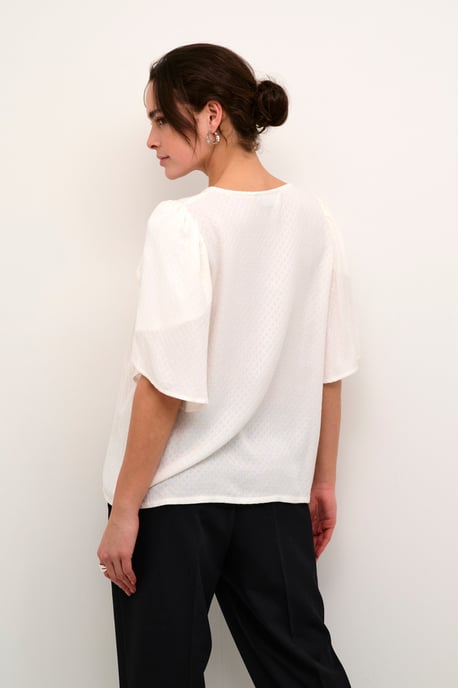 Blouse met korte mouwen Loose fit Chalk white - Image 2