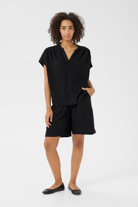 Blouse met korte mouwen Loose fit Black - Image 2