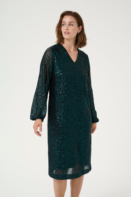 Jersey jurk A-shape Dark Green Sequin - Image 2