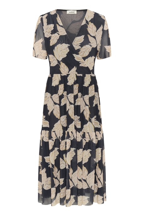Jersey jurk Feminine Navy Leaf Print - Image 4