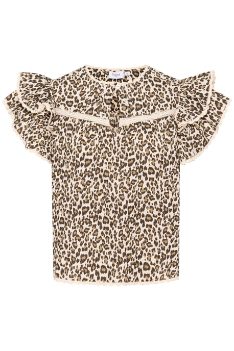 Blouse met korte mouwen Regular fit Creme Leopard Strokes leopard - Image 4