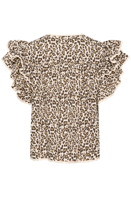 Blouse met korte mouwen Regular fit Creme Leopard Strokes leopard - Image 5
