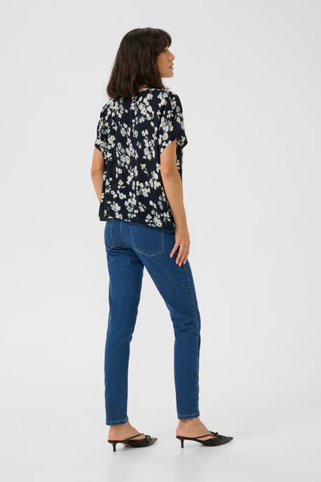 Blouse met korte mouwen Relaxed fit Marine Flower floral - Image 2
