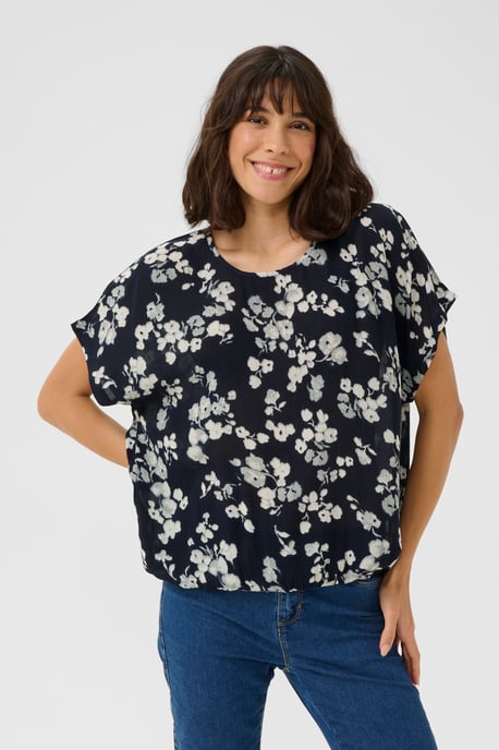 Blouse met korte mouwen Relaxed fit Marine Flower floral - Image 3