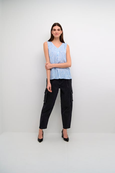 Mouwloos shirt Regular fit Vista Blue / Chalk Flower floral - Image 1