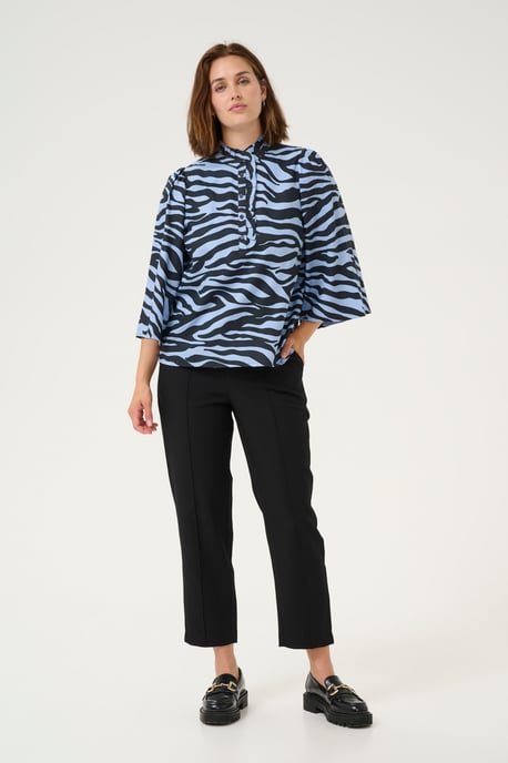 Blouse met korte mouwen Regular fit Blue / Black graphic - Image 1