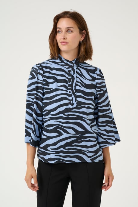 Blouse met korte mouwen Regular fit Blue / Black graphic - Image 3