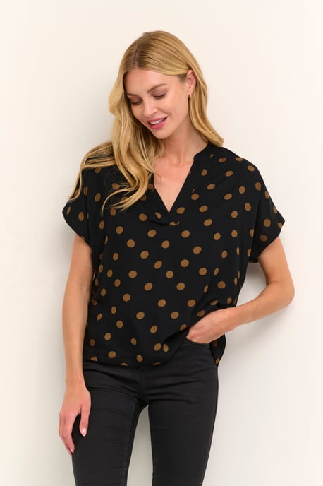 Blouse met korte mouwen Regular fit Black With Mustang Dot - Image 3