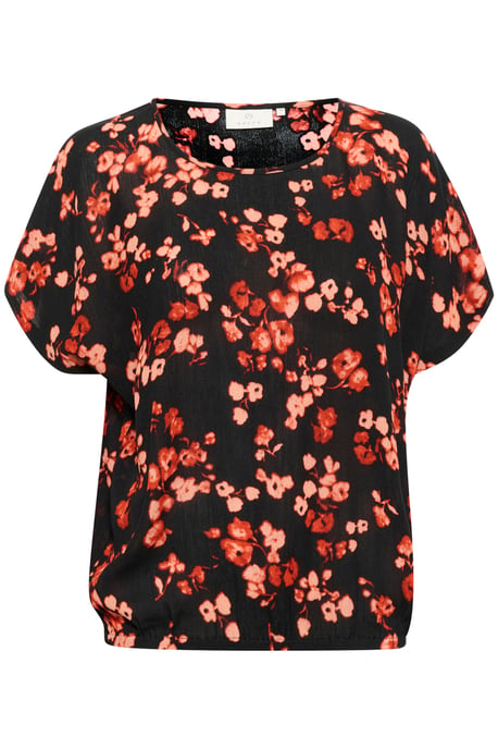 Blouse met korte mouwen Relaxed fit Red Flower floral - Image 4