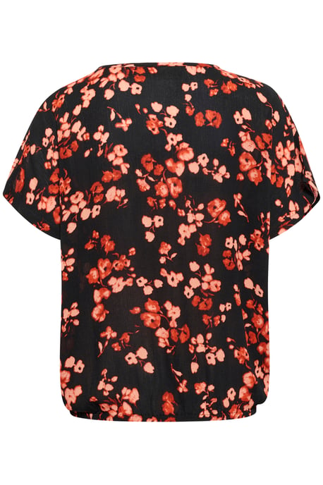 Blouse met korte mouwen Relaxed fit Red Flower floral - Image 5