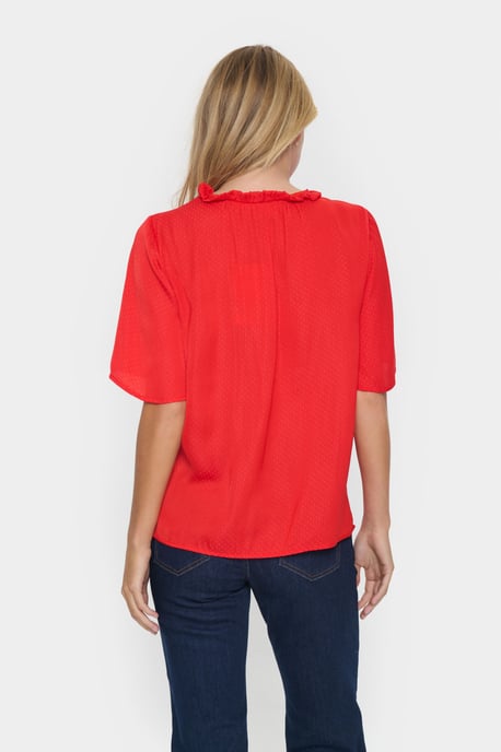 Blouse met korte mouwen Loose fit Flame Scarlet red - Image 3