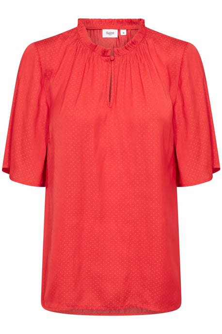 Blouse met korte mouwen Loose fit Flame Scarlet red - Image 4