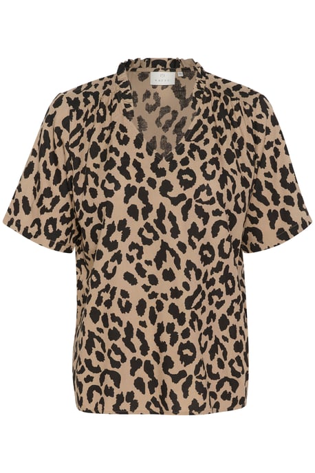 Blouse met korte mouwen Regular fit Brown/Black Animal Print - Image 4
