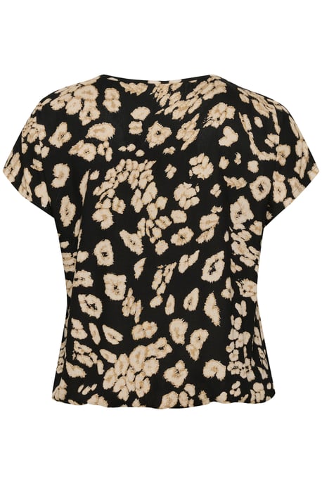 Blouse met korte mouwen Loose fit Black/Sand Leo Print leopard - Image 5