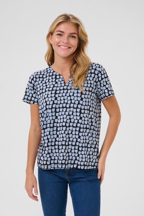 Blouse met korte mouwen Regular fit Black/Blue Graphic Dot black blue - Image 3