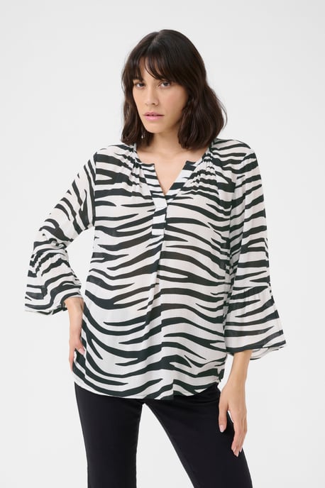 Blouse met korte mouwen Regular fit Chalk/Black Animal animal - Image 3
