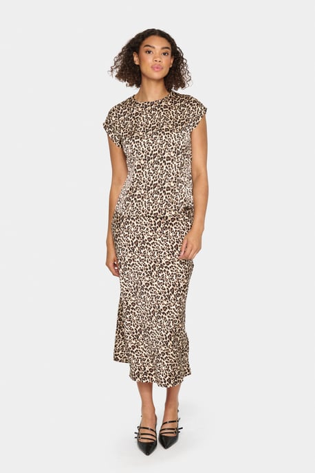 Blouse met korte mouwen Regular fit Black Reg Leo leopard - Image 1