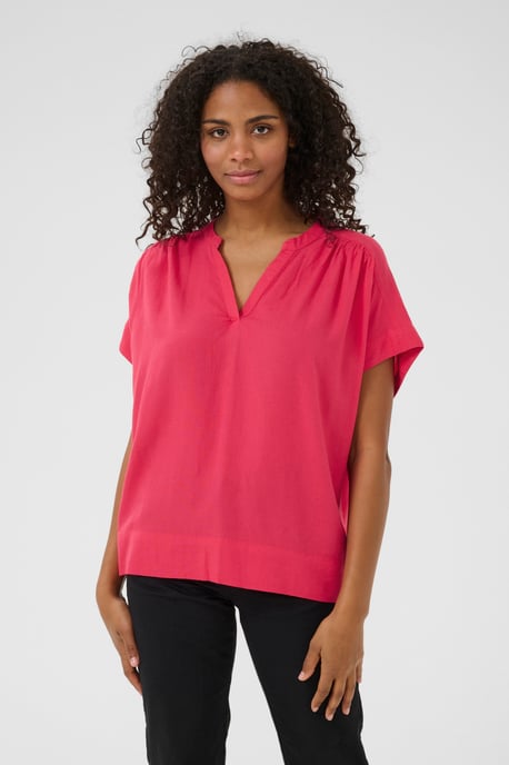 Blouse met korte mouwen Loose fit Raspberry pink - Image 3