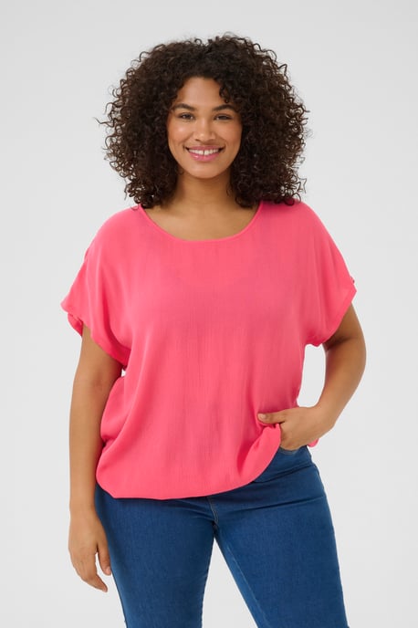 Blouse met korte mouwen Loose fit Raspberry pink - Image 3