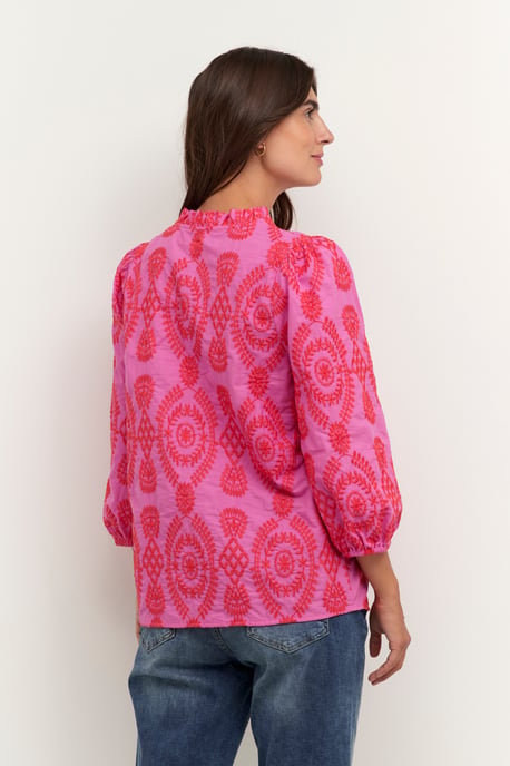Blouse met korte mouwen Casual fit Fuchsia Pink - Image 5