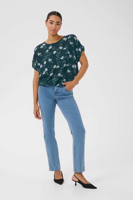 Blouse met korte mouwen Relaxed fit Midnight marine little flower - Image 2