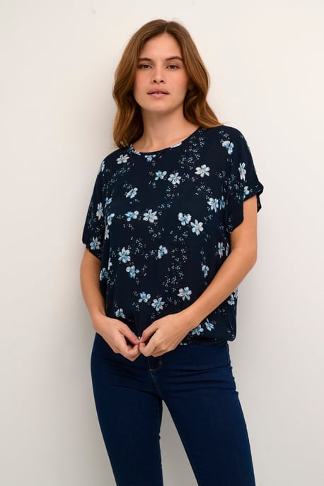 Blouse met korte mouwen Relaxed fit Midnight marine little flower - Image 4