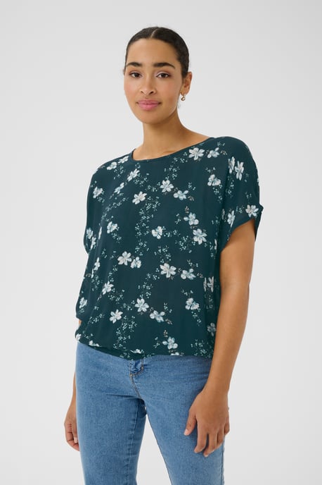 Blouse met korte mouwen Relaxed fit Midnight marine little flower - Image 5