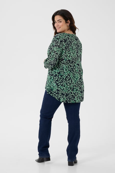 Blouse met korte mouwen Regular fit Green Leopard - Image 3