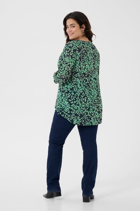Blouse met korte mouwen Regular fit Green Leopard - Image 4