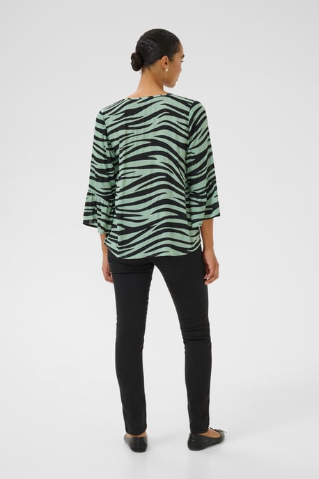Blouse met korte mouwen Regular fit Green/Black Animal - Image 2