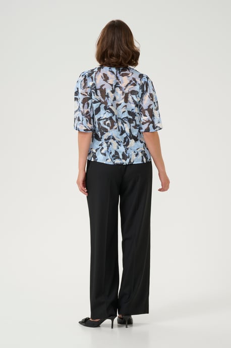 Blouse met korte mouwen A-shape Blue Flower Print floral - Image 2