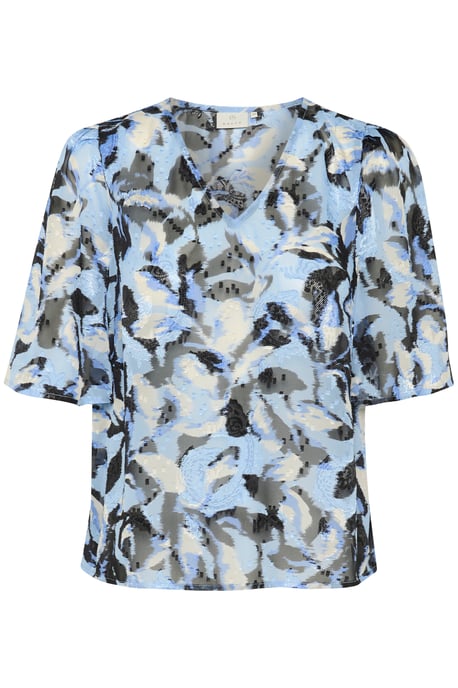 Blouse met korte mouwen A-shape Blue Flower Print floral - Image 4