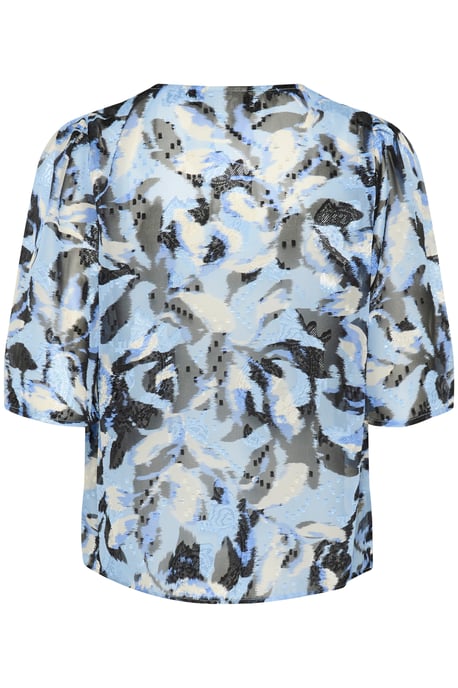 Blouse met korte mouwen A-shape Blue Flower Print floral - Image 5