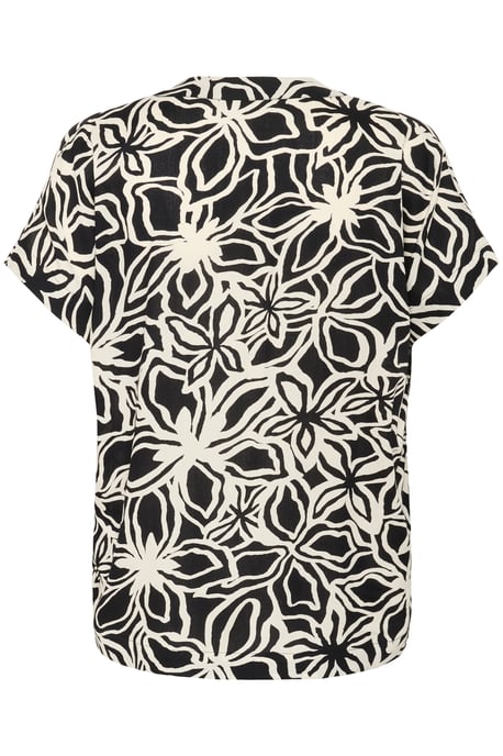 Blouse met korte mouwen Regular fit Black / Light Beige Flower - Image 5