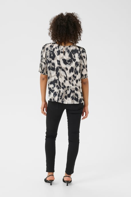 Blouse met korte mouwen Regular fit Grey Leopard Print - Image 2