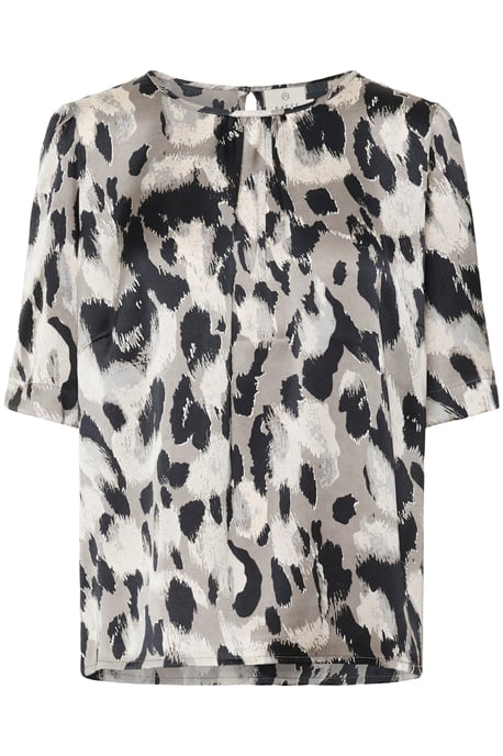 Blouse met korte mouwen Regular fit Grey Leopard Print - Image 4