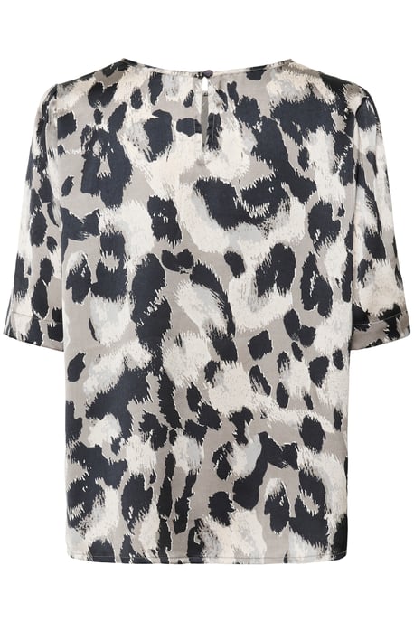 Blouse met korte mouwen Regular fit Grey Leopard Print - Image 5