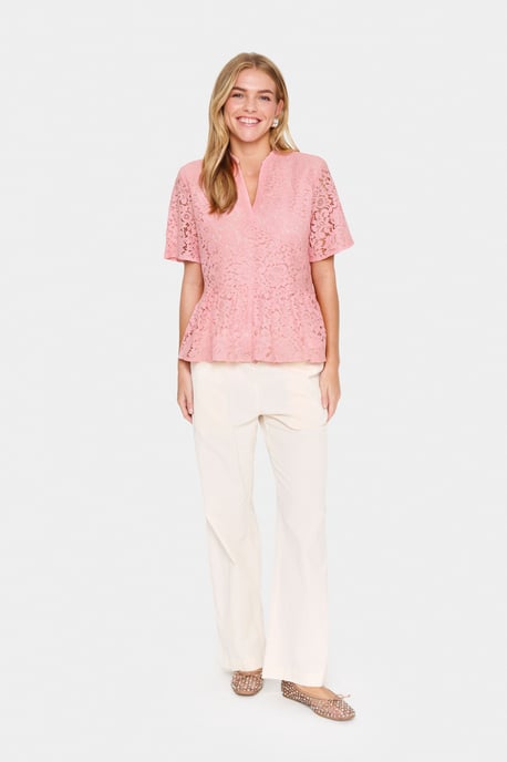 Blouse met korte mouwen Regular fit Pink Nectar rose - Image 2