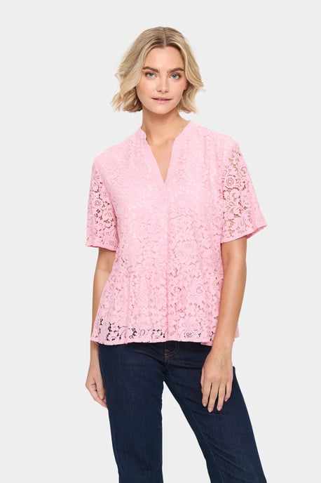 Blouse met korte mouwen Regular fit Pink Nectar rose - Image 3
