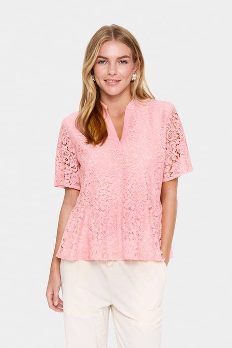 Blouse met korte mouwen Regular fit Pink Nectar rose - Image 4