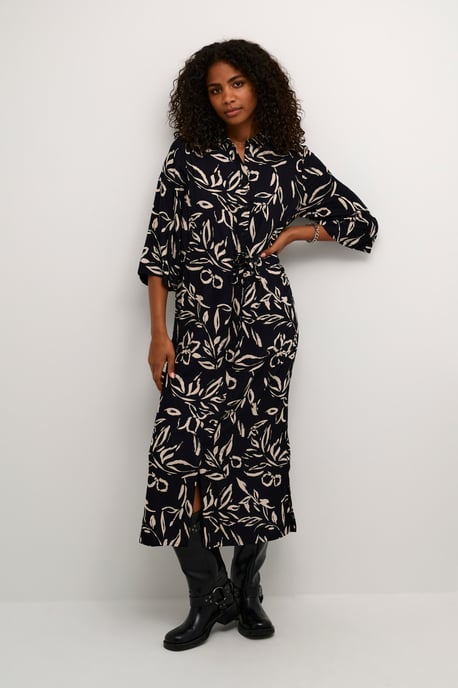 Jurk Loose fit Black/Sand Painted Flower black offwhite - Image 1